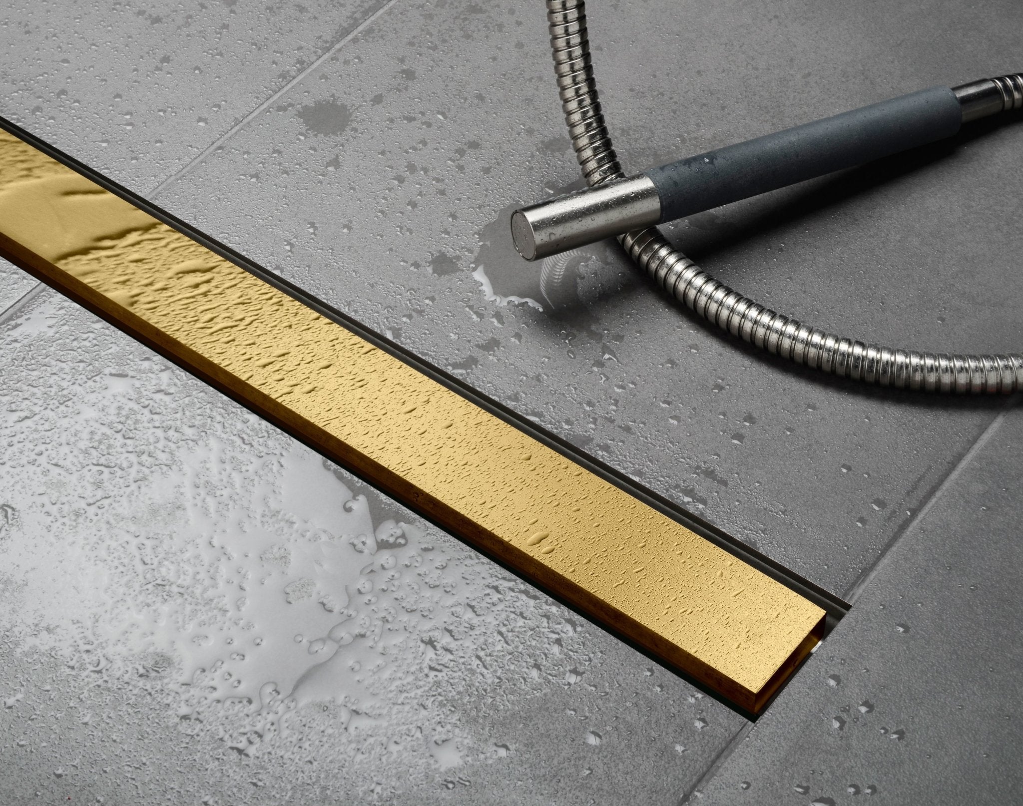 Unidrain® Centre Floor Linear Drain - Highline Panel Brass - WM | Wetroom Materials