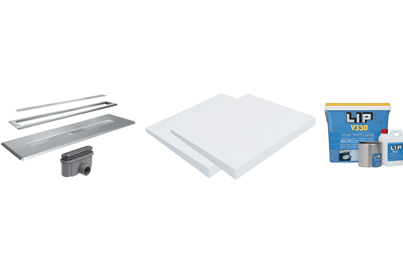 Unislope® 3K Free Placement Linear Drain Wet Room Kit - HighLine Panel Polished Stainless Steel - Wetroom Materials