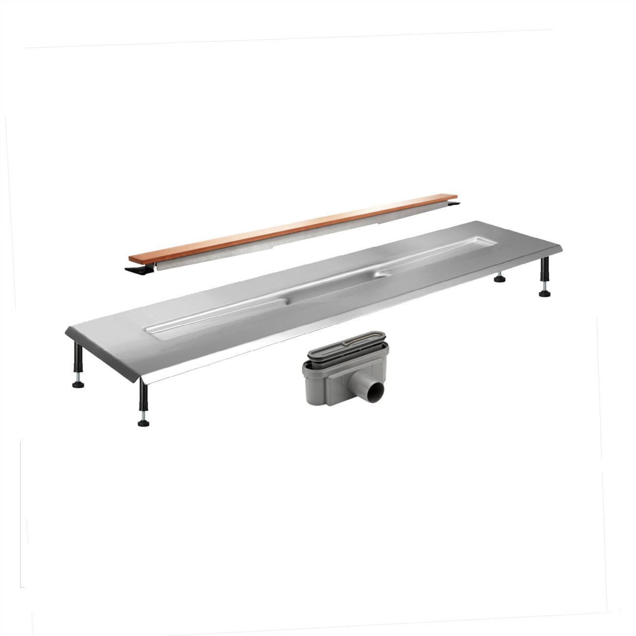 Unidrain® Centre Floor Linear Drain - Highline Panel Copper - WM | Wetroom Materials