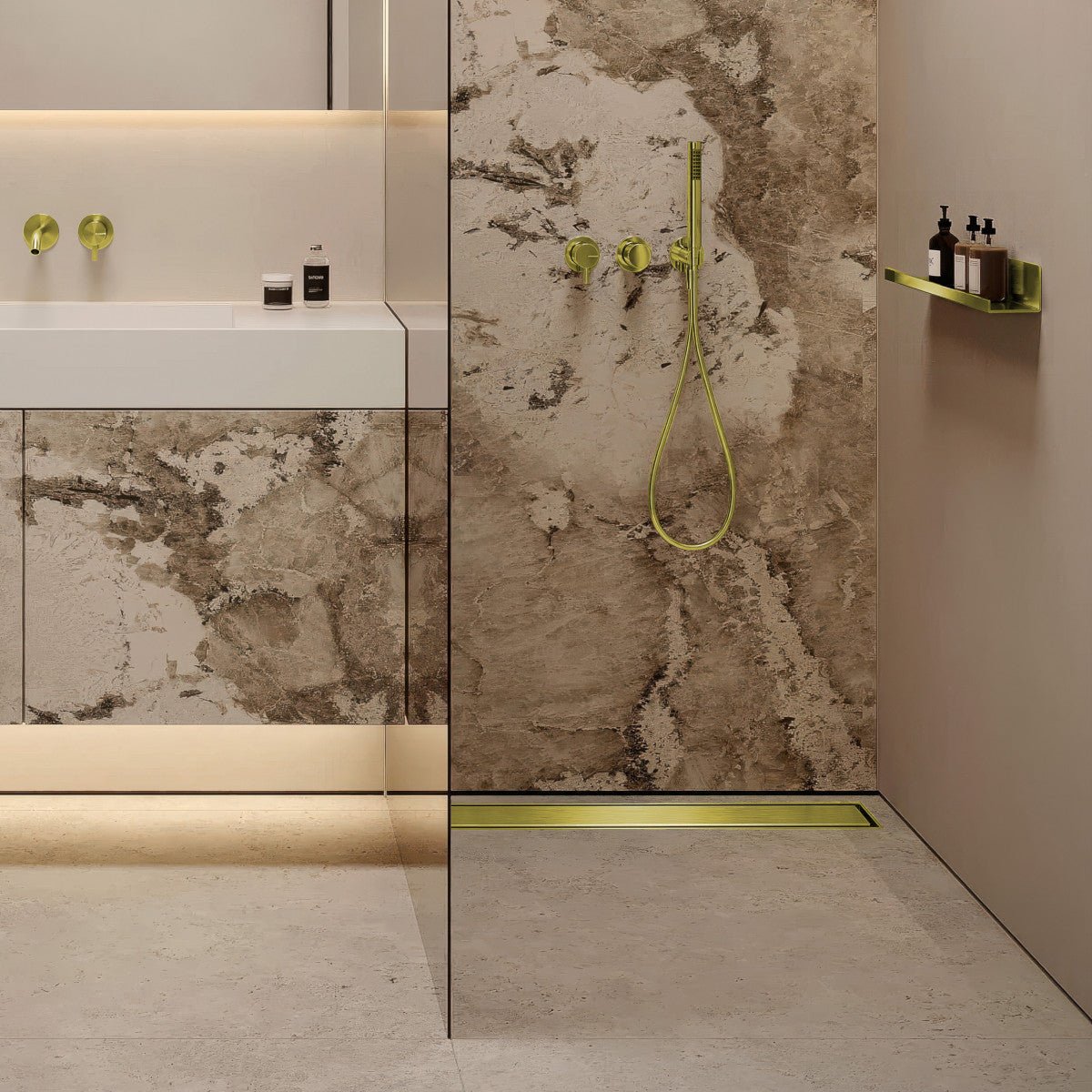 SharpDrain® Pro Linear Wet Room Drain - Brass - WM | Wetroom Materials