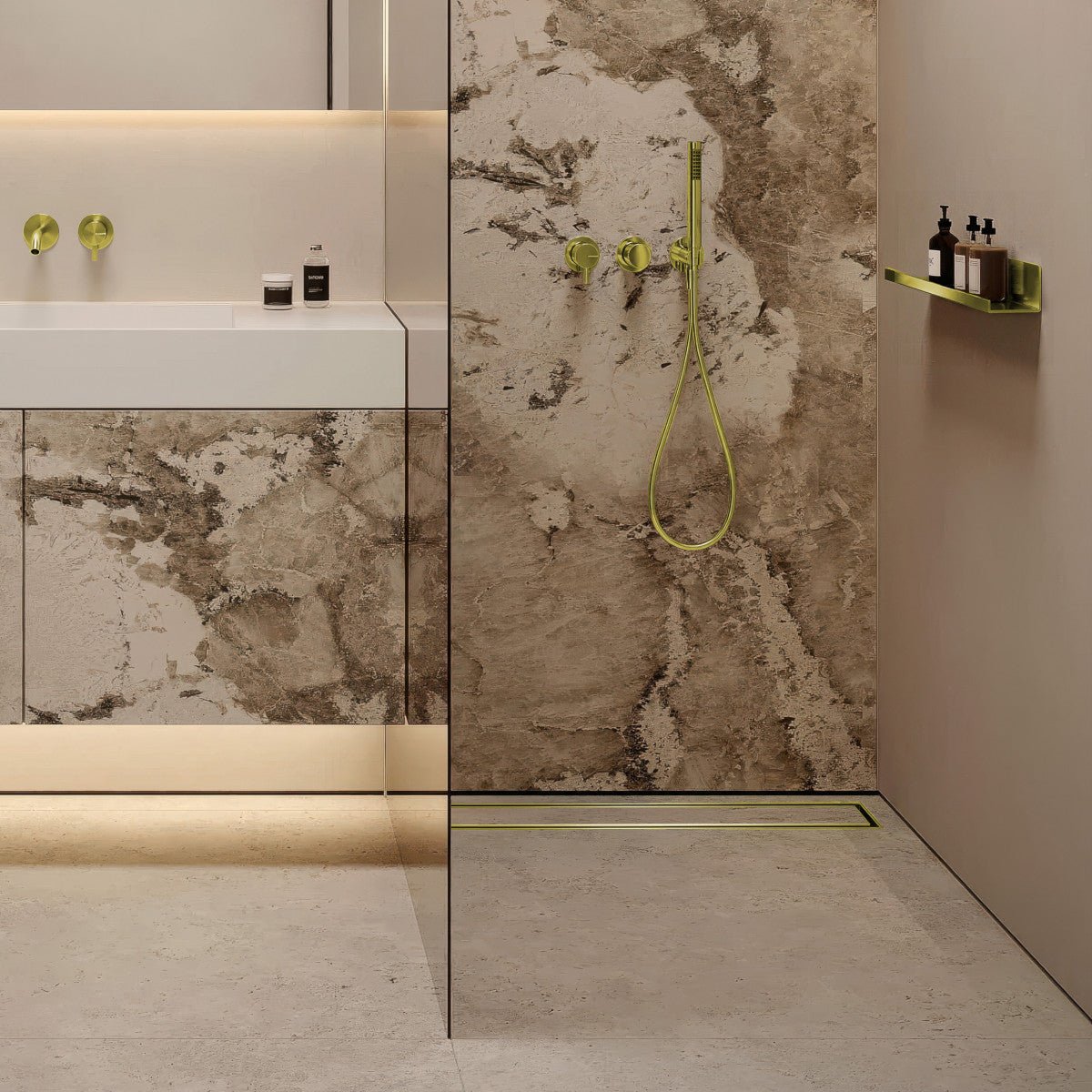 SharpDrain® Pro Linear Wet Room Drain - Brass - WM | Wetroom Materials