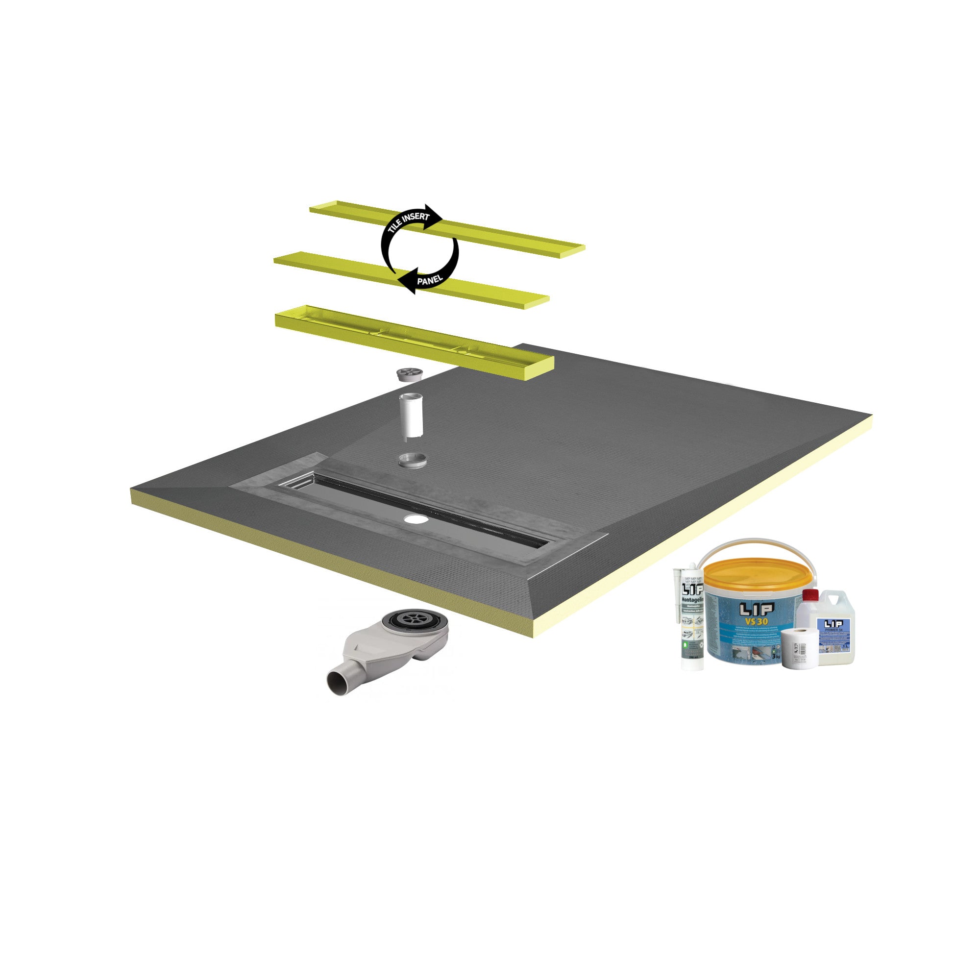 SharpSlope Linear Drain Wet Room Kit - Brass Panel - WM | Wetroom Materials