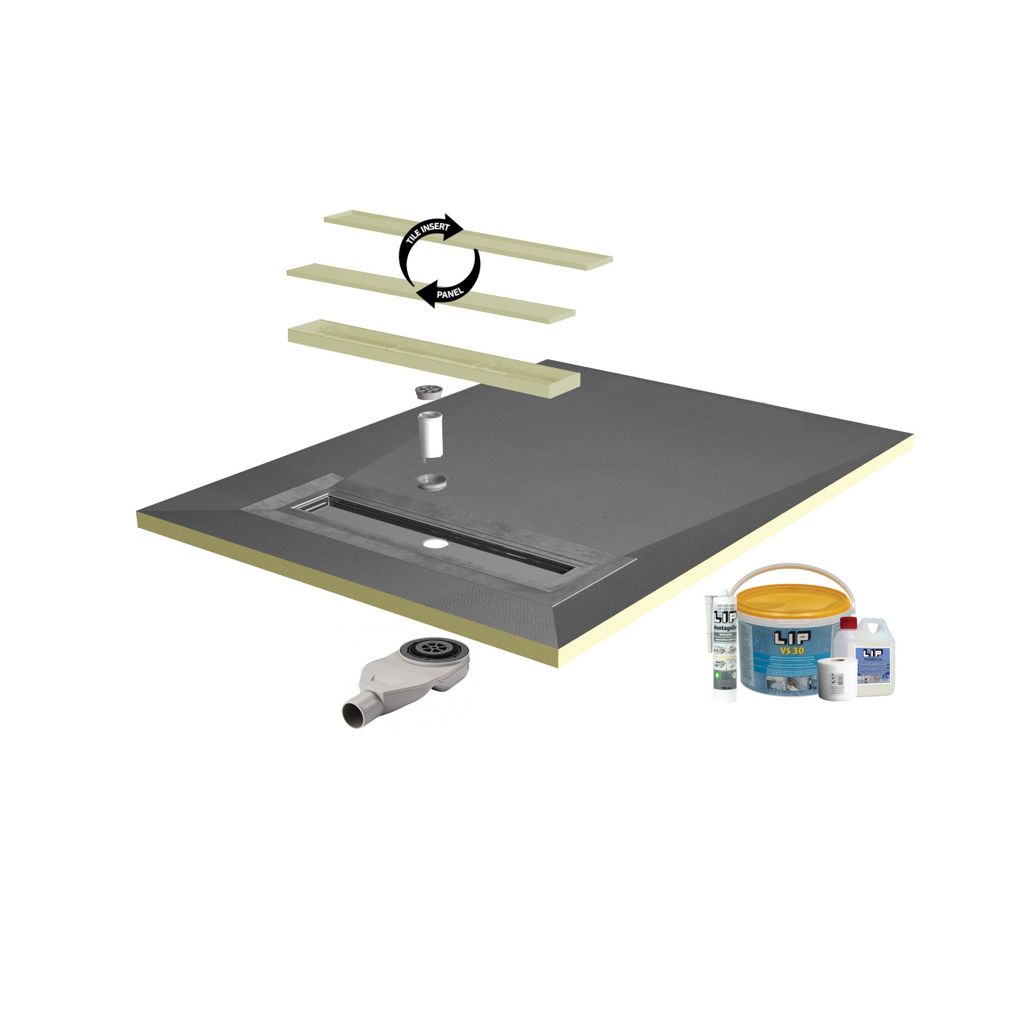 SharpSlope Linear Drain Wet Room Kit - Nickel Panel - WM | Wetroom Materials