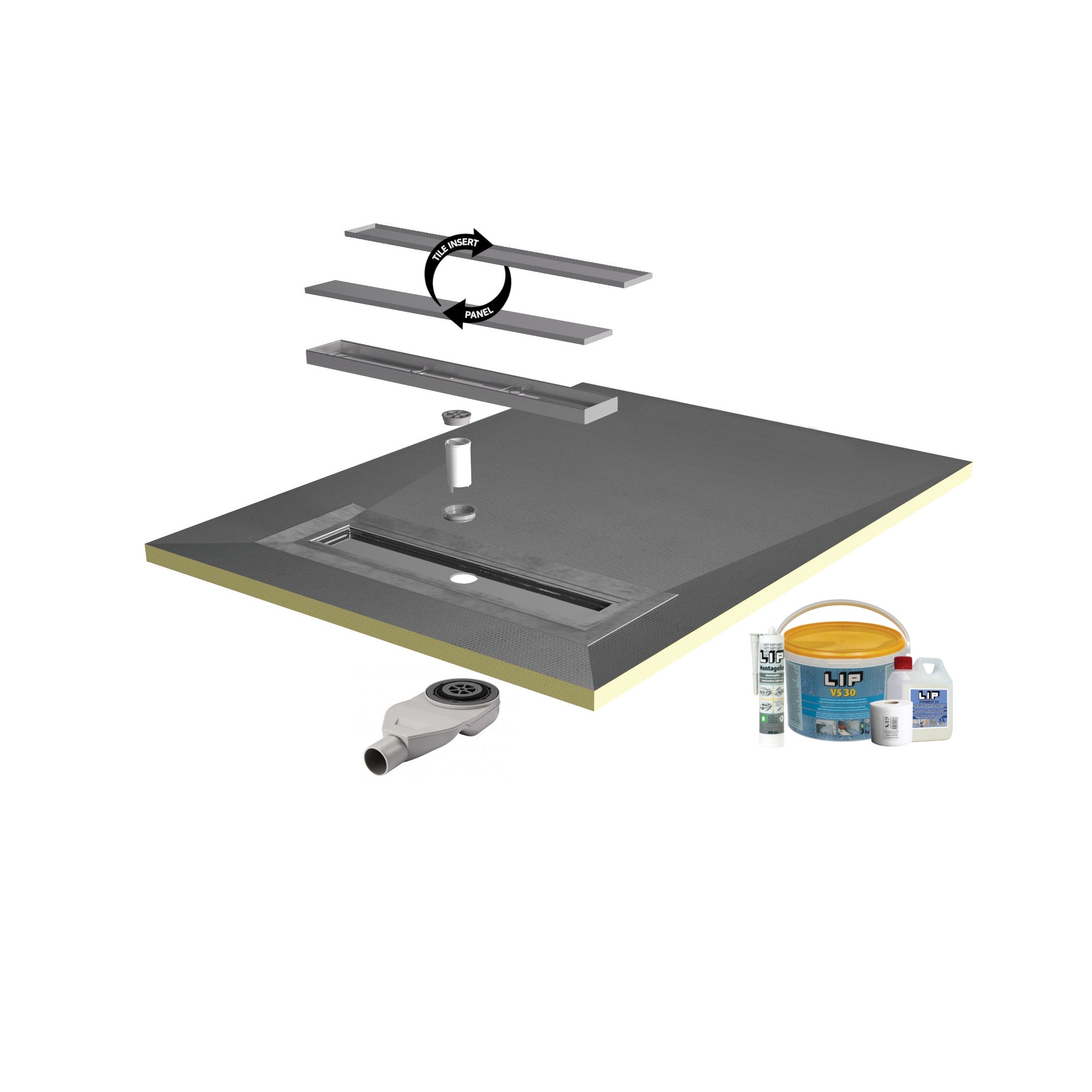 SharpSlope Linear Drain Wet Room Kit - Stainless Steel Panel - WM | Wetroom Materials