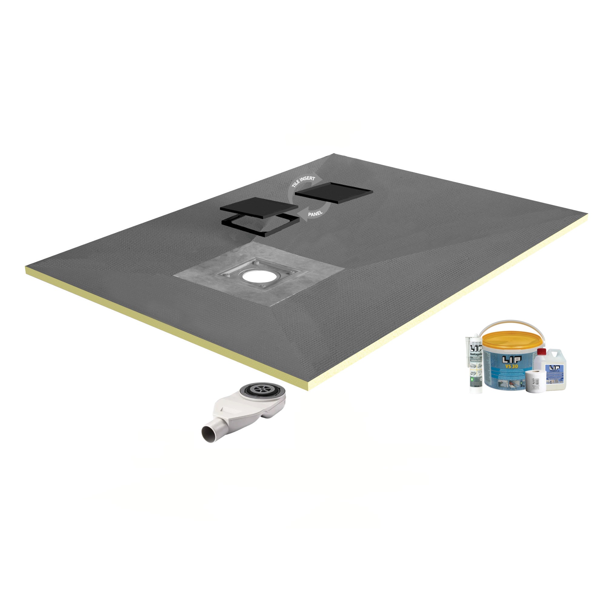 SharpSlope Square Drain Wet Room Kit - Black - WM | Wetroom Materials