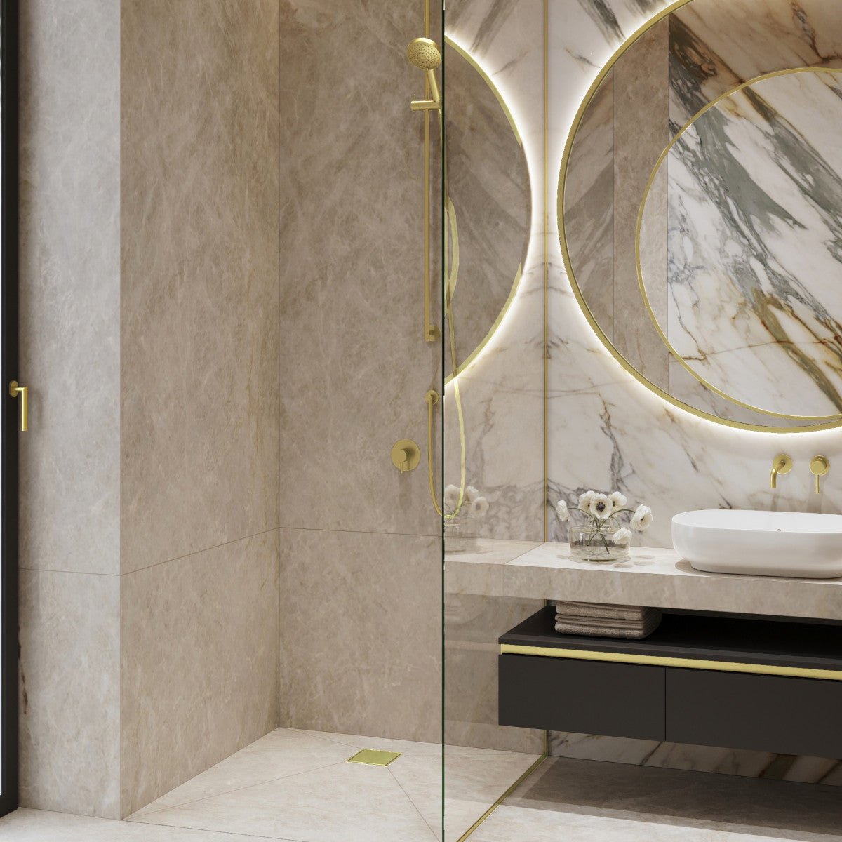 SharpSlope Square Drain Wet Room Kit - Brass - Wetroom Materials