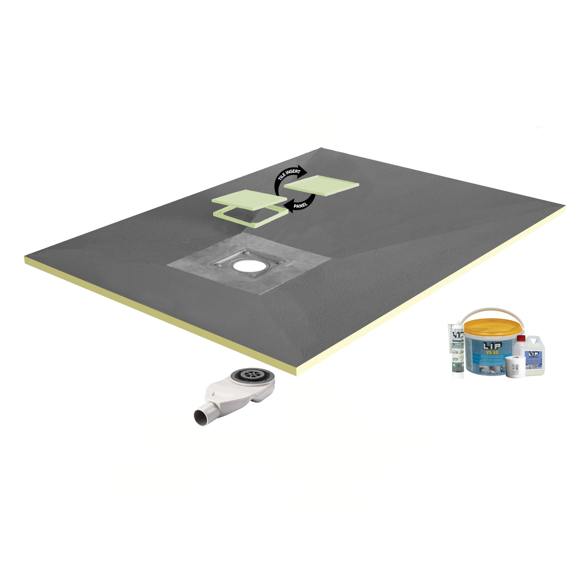 SharpSlope Square Drain Wet Room Kit - Nickel - WM | Wetroom Materials