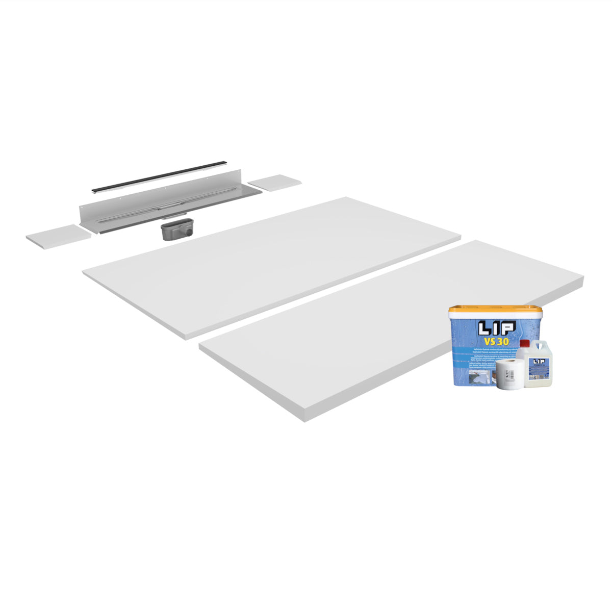 Unislope® 1K Elegance Linear Drain Wet Room Kit - Highline Panel Black without frame - WM | Wetroom Materials