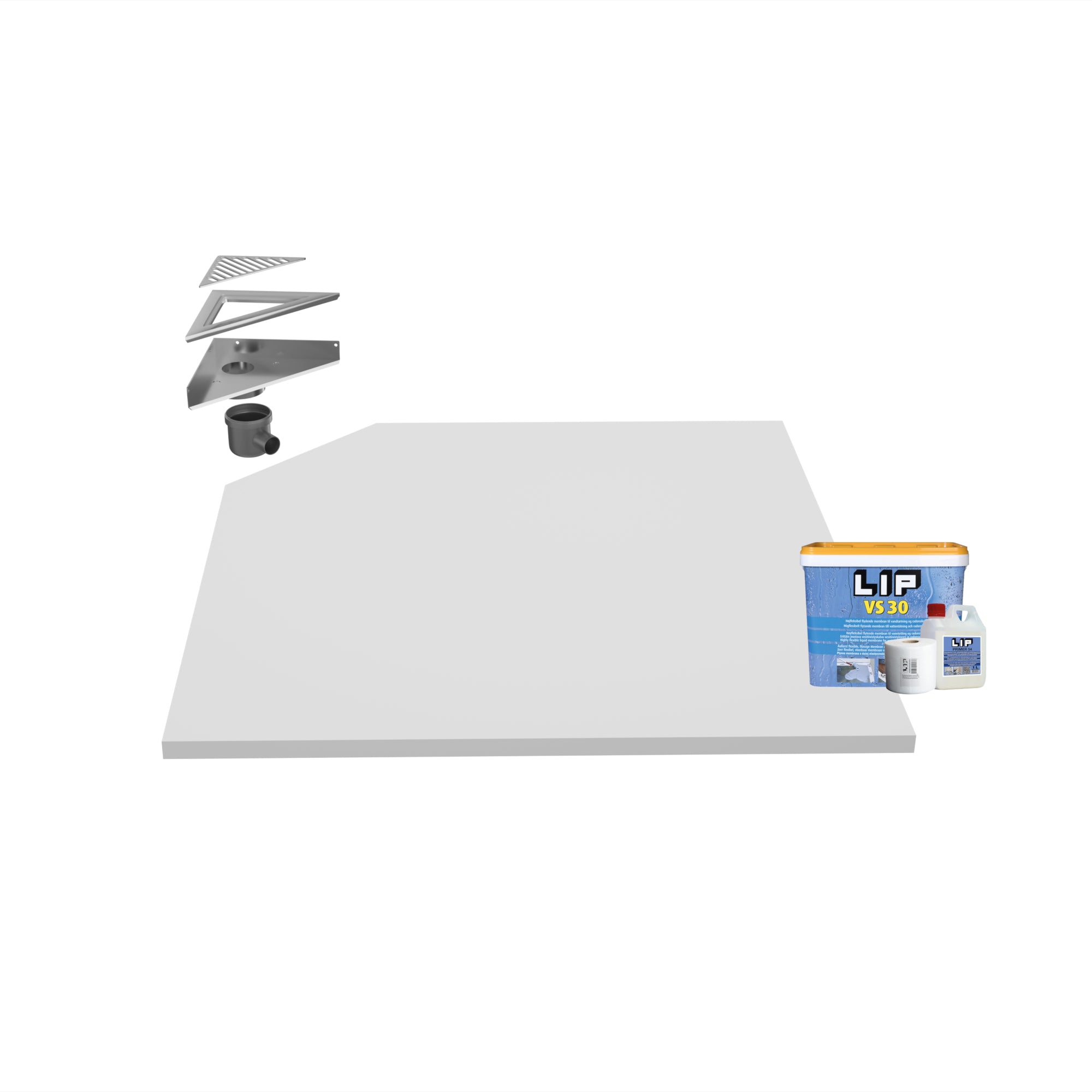 UniSlope® 2K Corner Drain Wet Room Kit - Column Grate with 12mm Frame - WM | Wetroom Materials