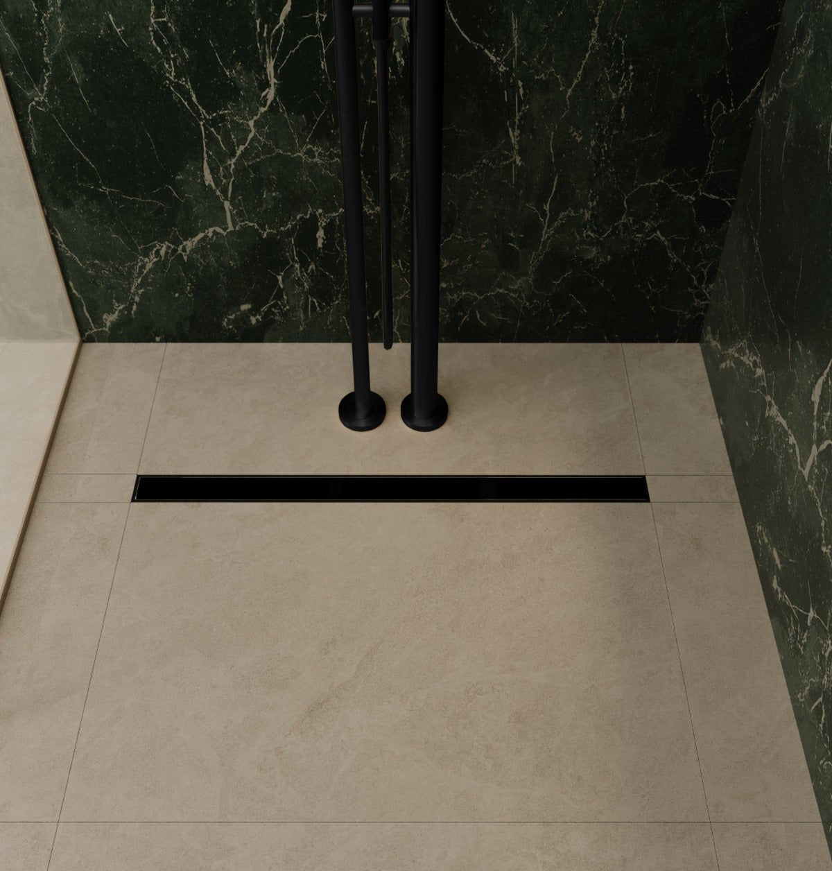 Unislope® 3K Free Placement Linear Drain Wet Room Kit - HighLine Panel Black - WM | Wetroom Materials