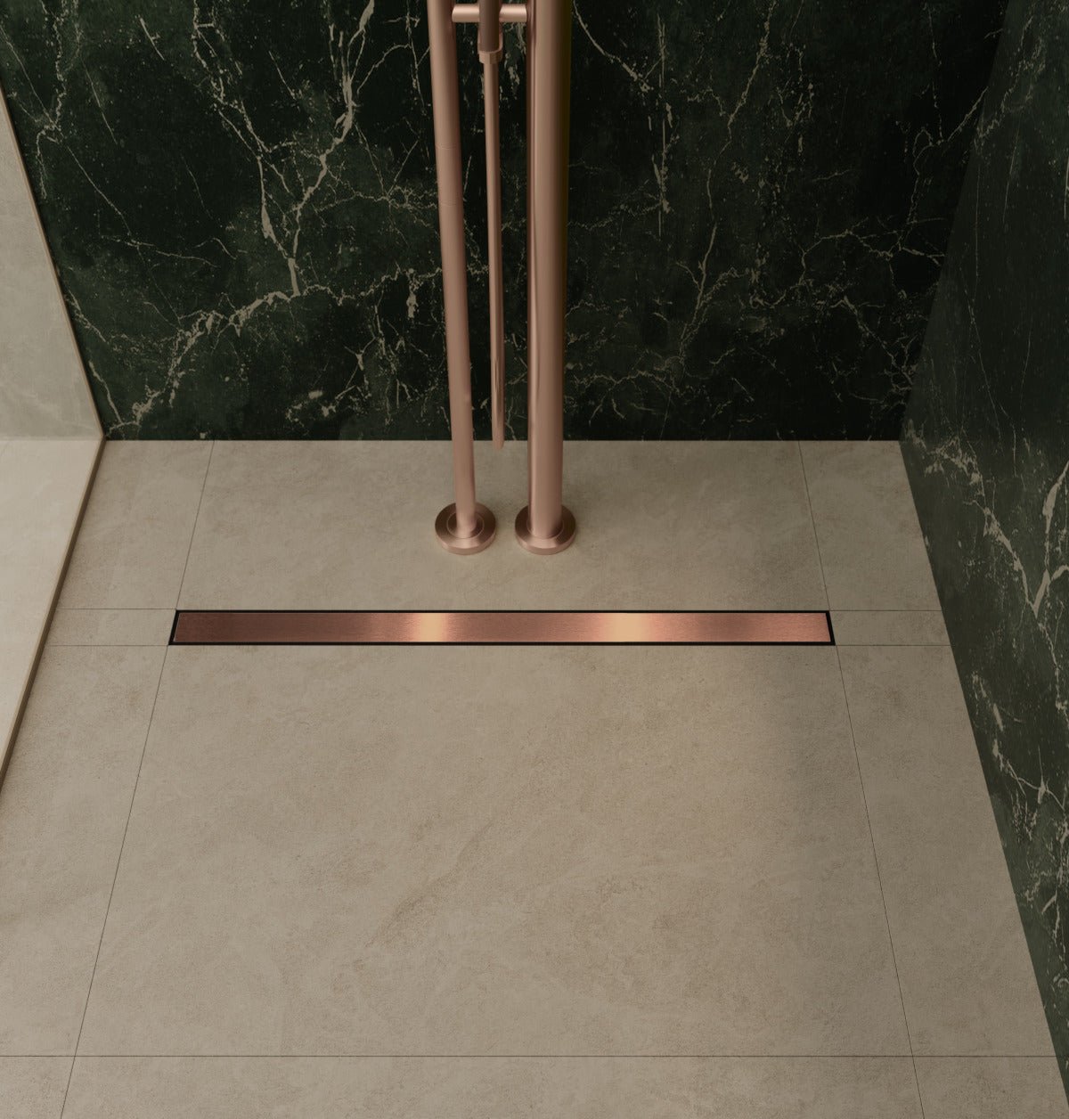 Unislope® 3K Free Placement Linear Drain Wet Room Kit - HighLine Panel Copper - WM | Wetroom Materials