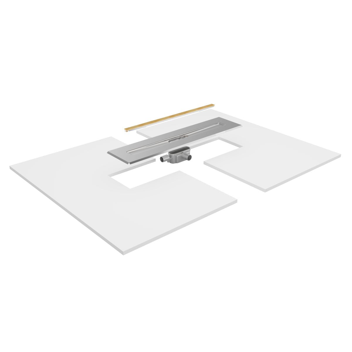 Unislope® 4K Centre Floor Linear Drain Wet Room Kit - HighLine Panel Brass - WM | Wetroom Materials