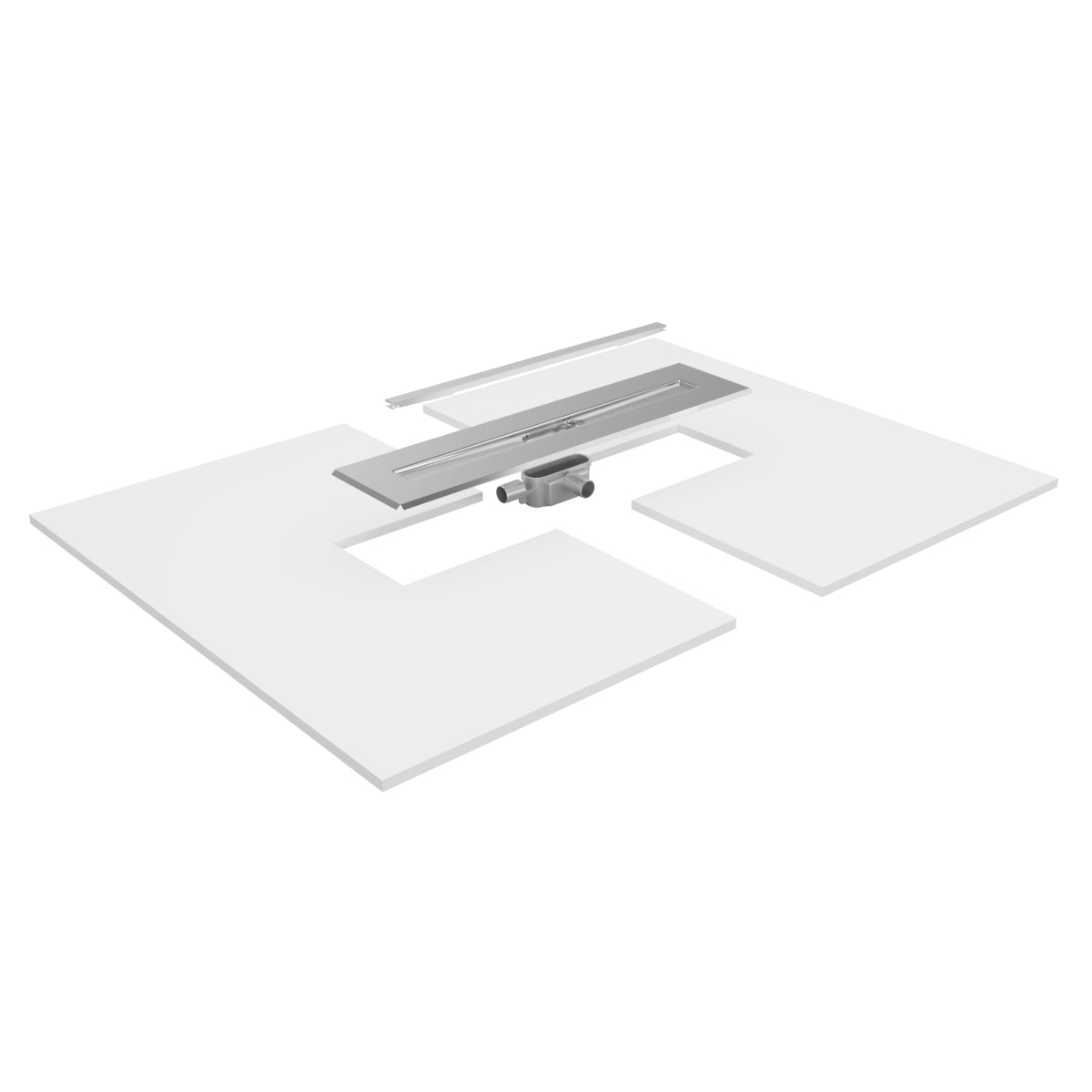 Unislope® 4K Centre Floor Linear Drain Wet Room Kit - HighLine Panel Polished Stainless Steel - WM | Wetroom Materials