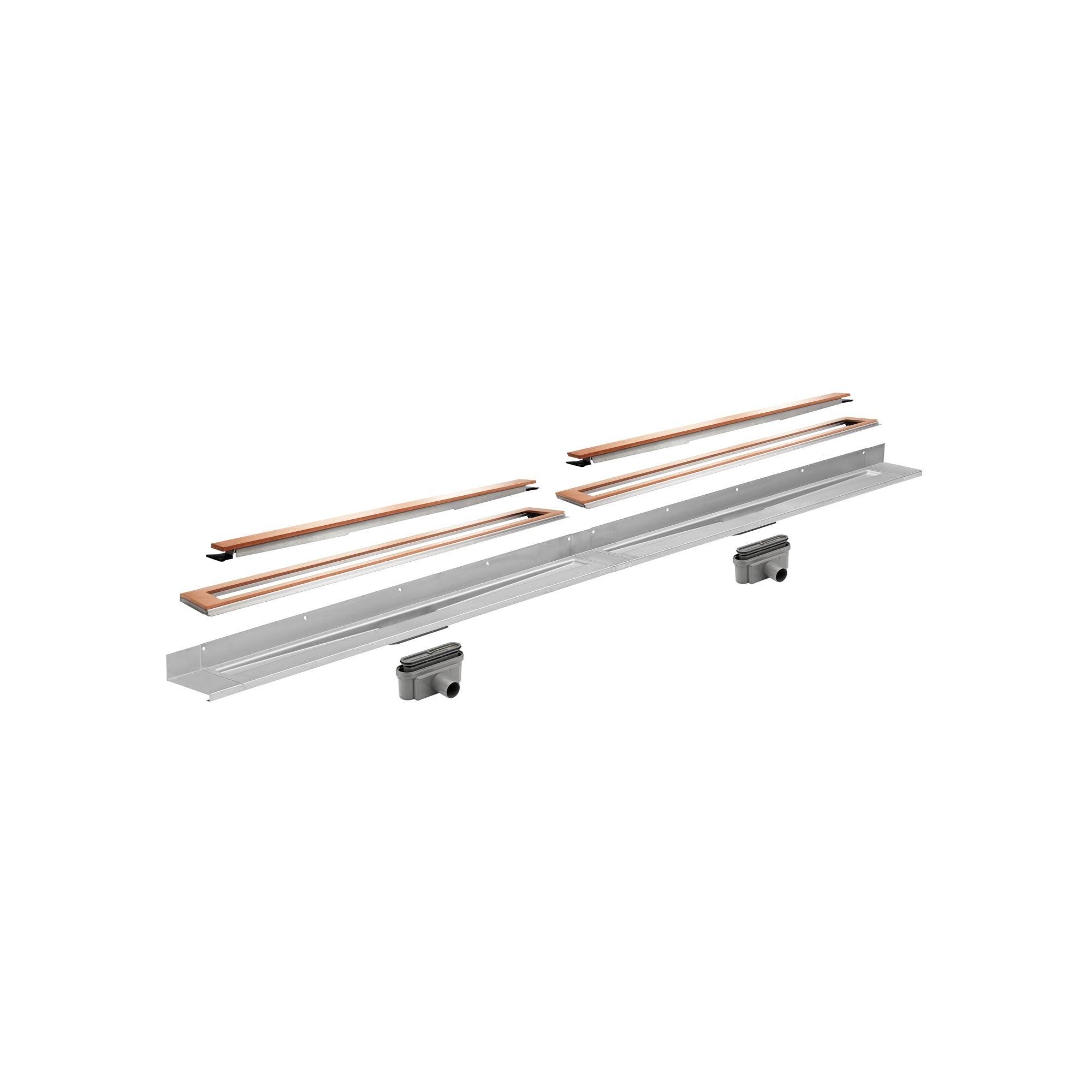 Unidrain® Wall Mounted Linear Drain - HighLine Panel Copper with 15mm Frame - WM | Wetroom Materials