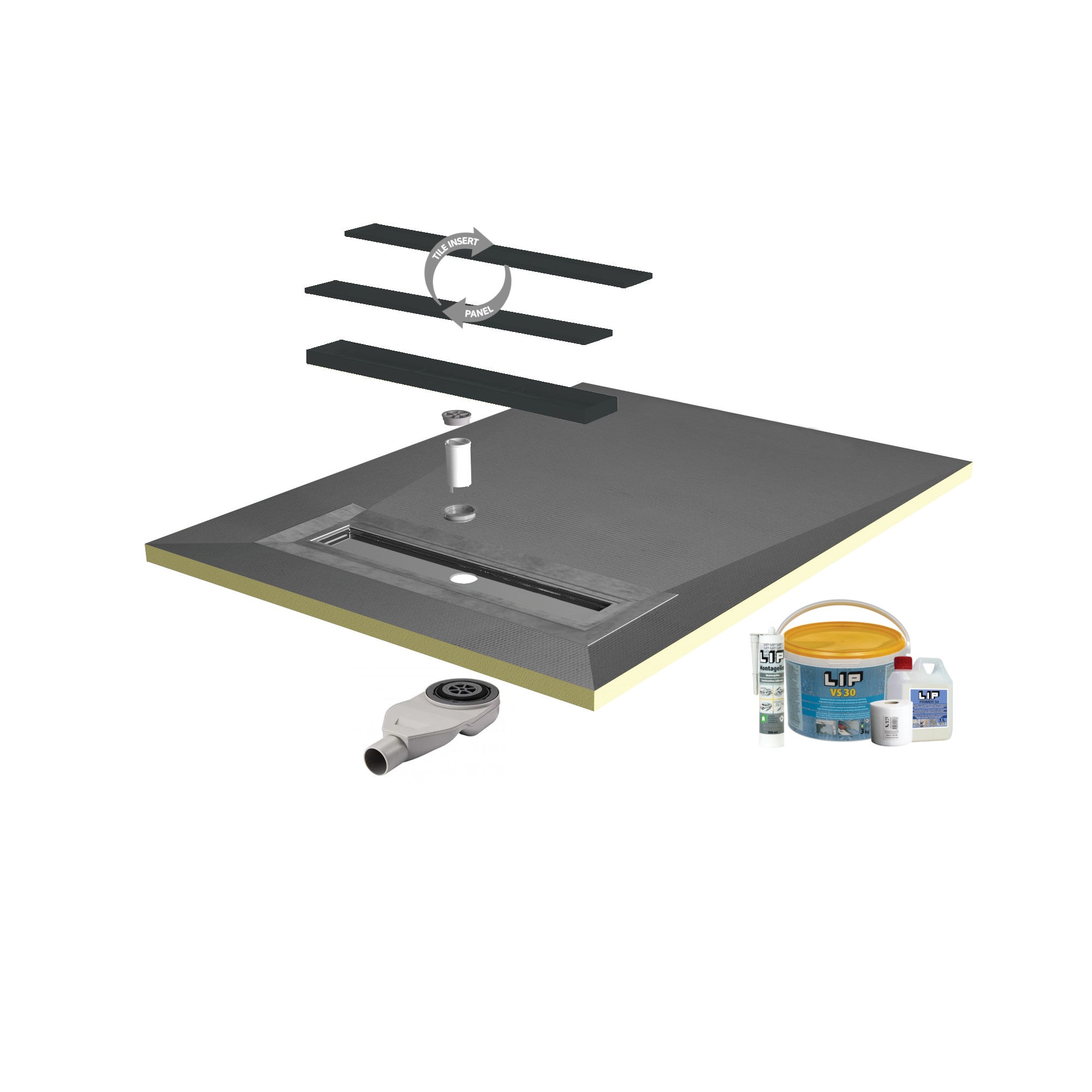 SharpSlope Linear Drain Wet Room Kit - Black Panel - WM | Wetroom Materials