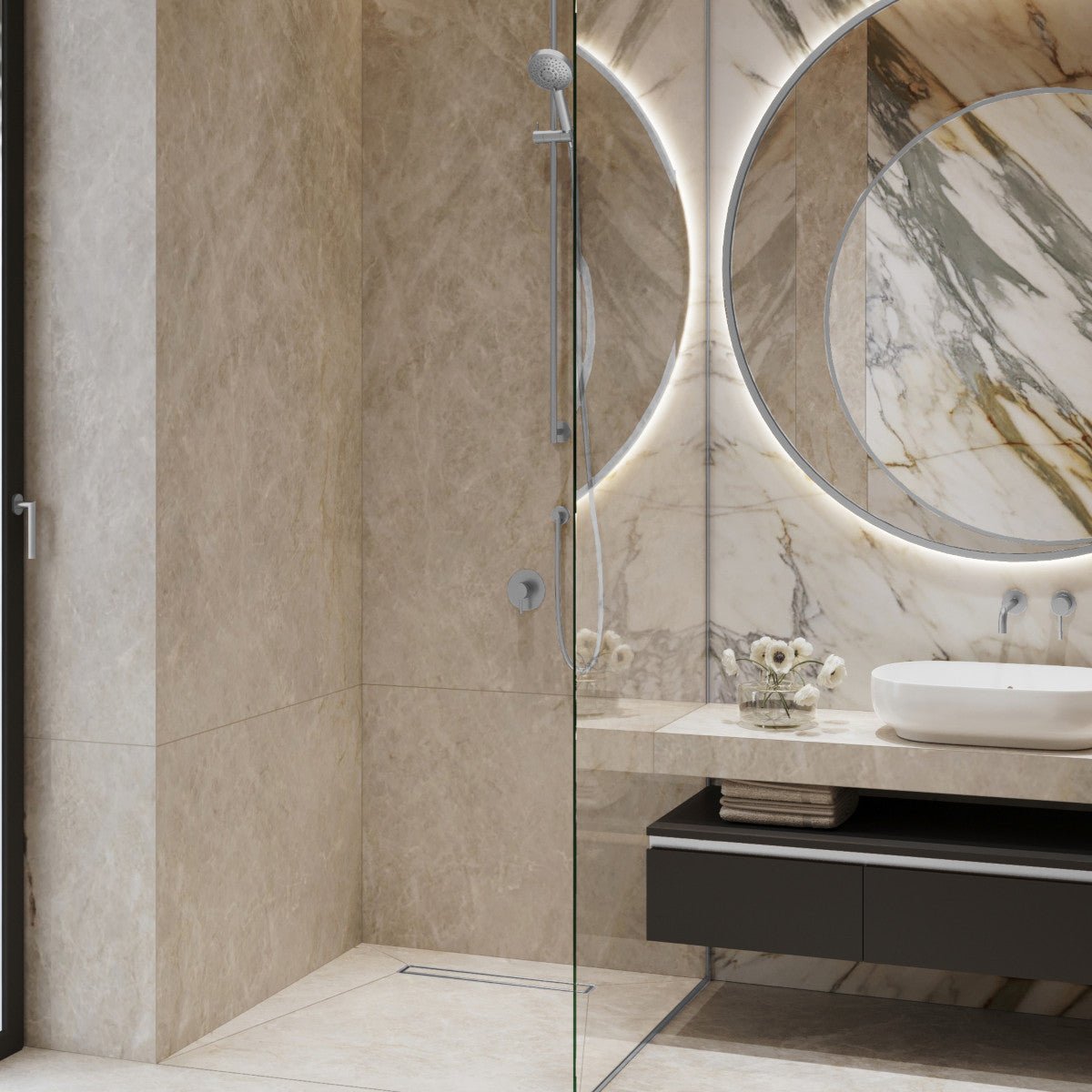 SharpSlope Linear Drain Wet Room Kit - Stainless Steel Panel - Wetroom Materials