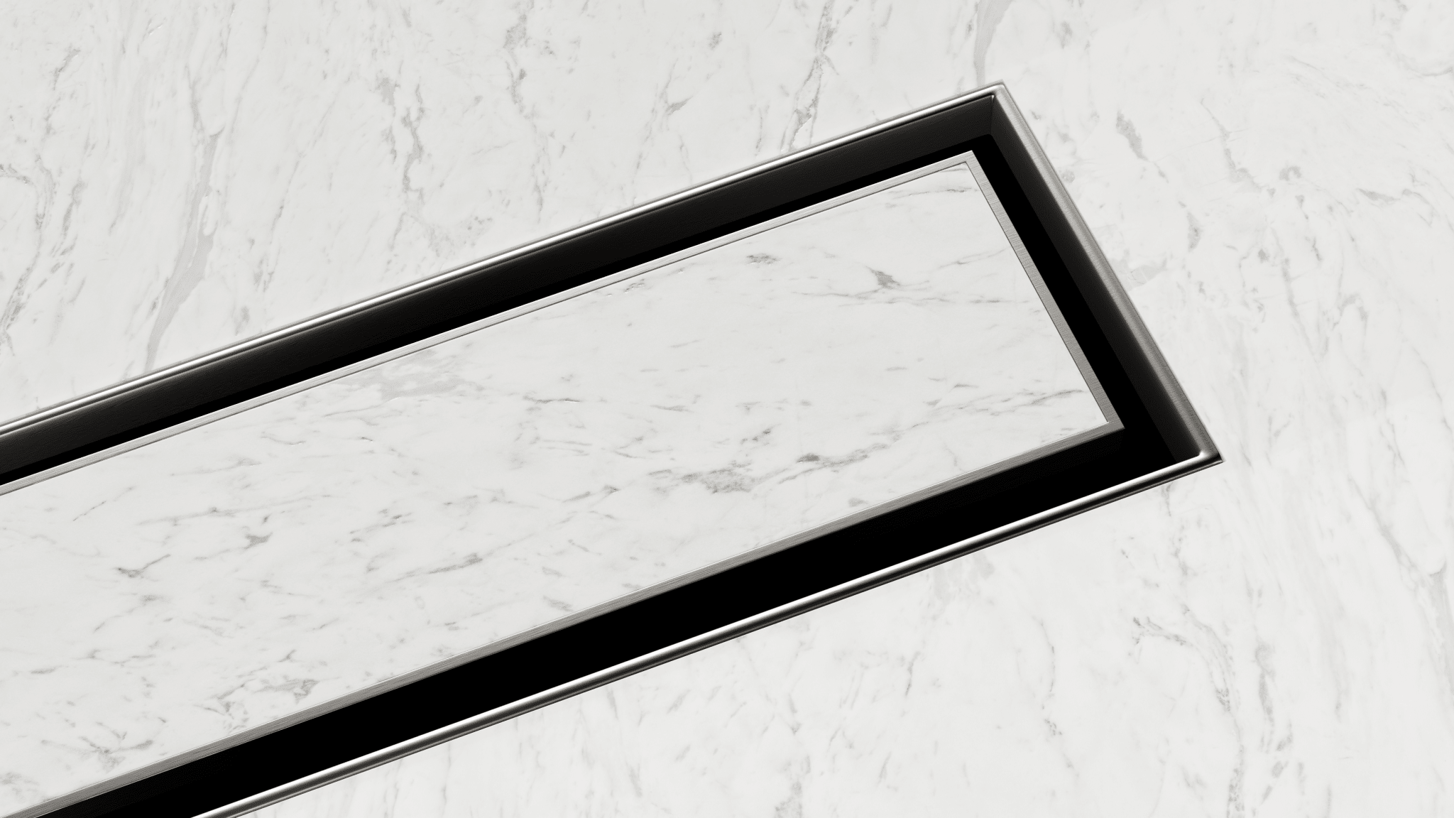 SharpSlope Linear Drain Wet Room Kit - Nickel Tile Insert and Panel - WM | Wetroom Materials