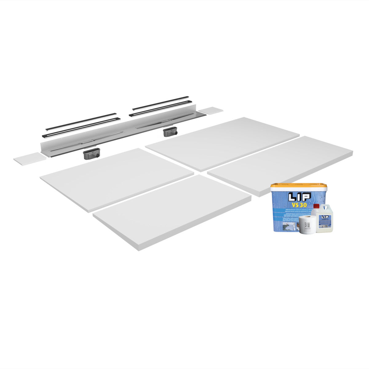 Unislope® 1K Elegance Linear Drain Wet Room Kit - Highline Panel Black with 15mm Frame - WM | Wetroom Materials