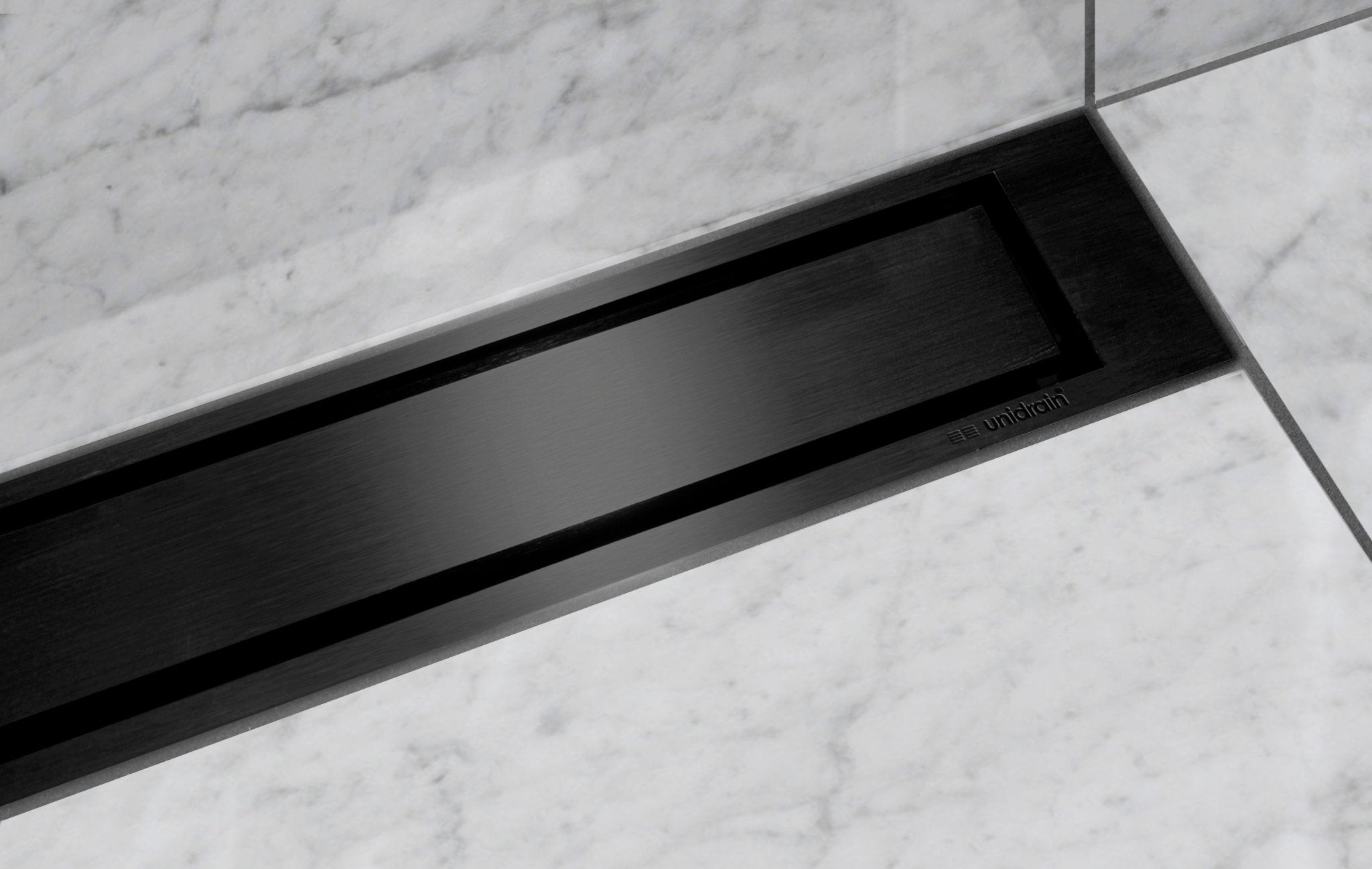 Unislope® 1K Elegance Linear Drain Wet Room Kit | Highline Panel Black without frame - WM | Wetroom Materials