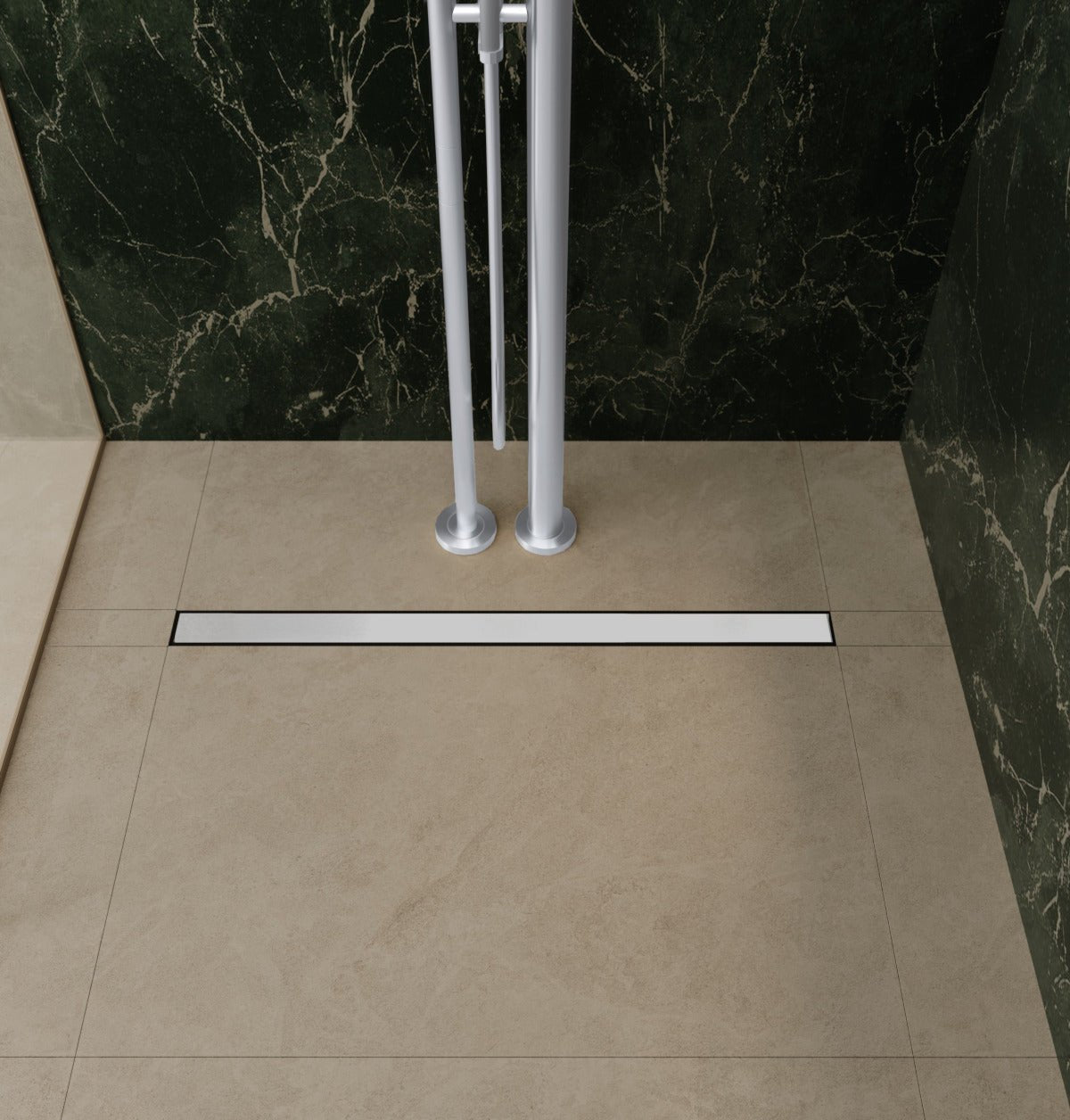 Unislope® 3K Free Placement Linear Drain Wet Room Kit - Highline Panel Polished Stainless Steel - WM | Wetroom Materials
