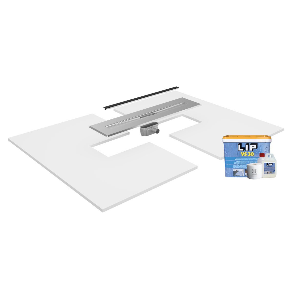 Unislope® 4K Centre Floor Linear Drain Wet Room Kit - HighLine Panel Black - WM | Wetroom Materials