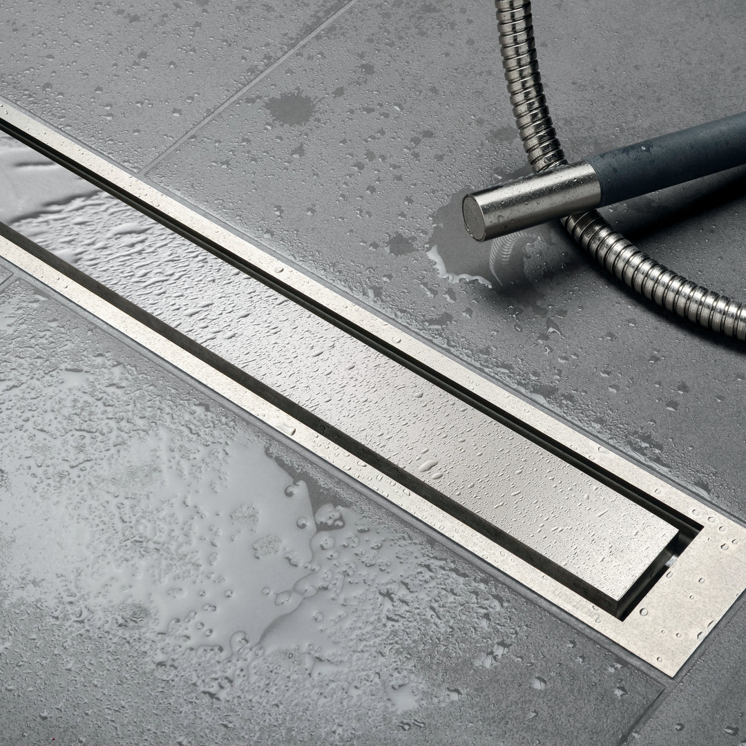 Unidrain® Centre Floor Linear Drain - Highline Panel with 15mm Frame - WM | Wetroom Materials