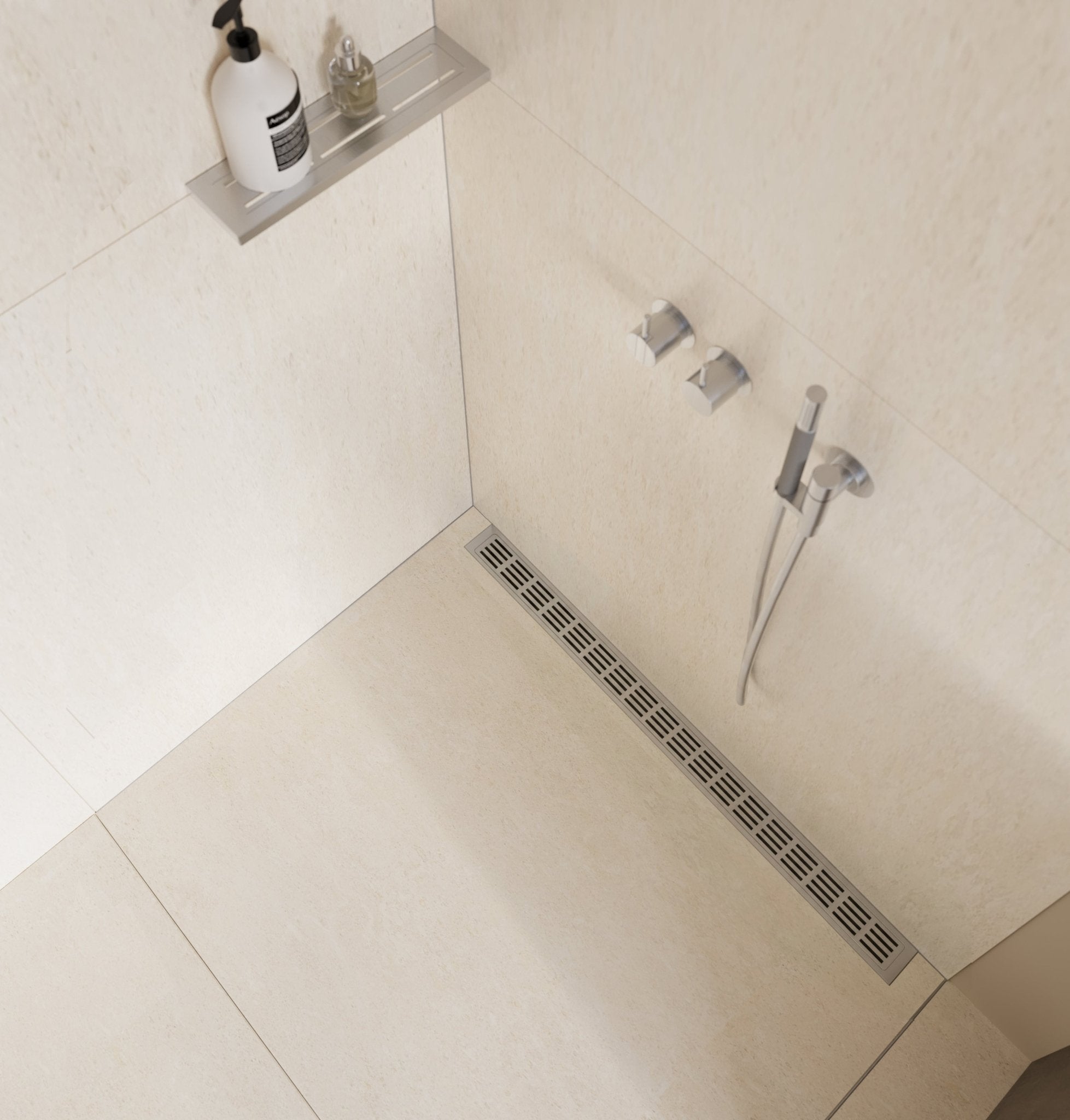 Unidrain® Wall Mounted Linear Drain - Stripe Grate - WM | Wetroom Materials