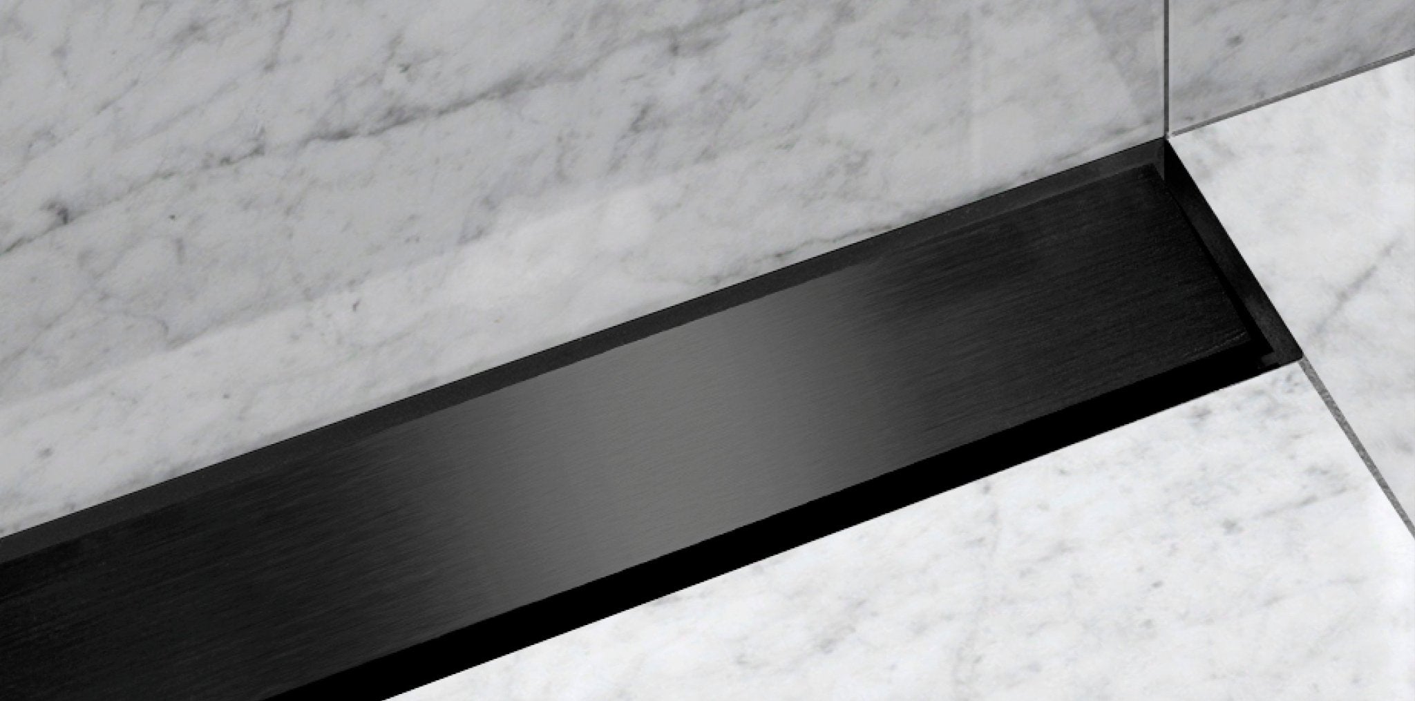 Unislope® 1K Elegance Linear Drain Wet Room Kit | Highline Panel Black without frame - WM | Wetroom Materials