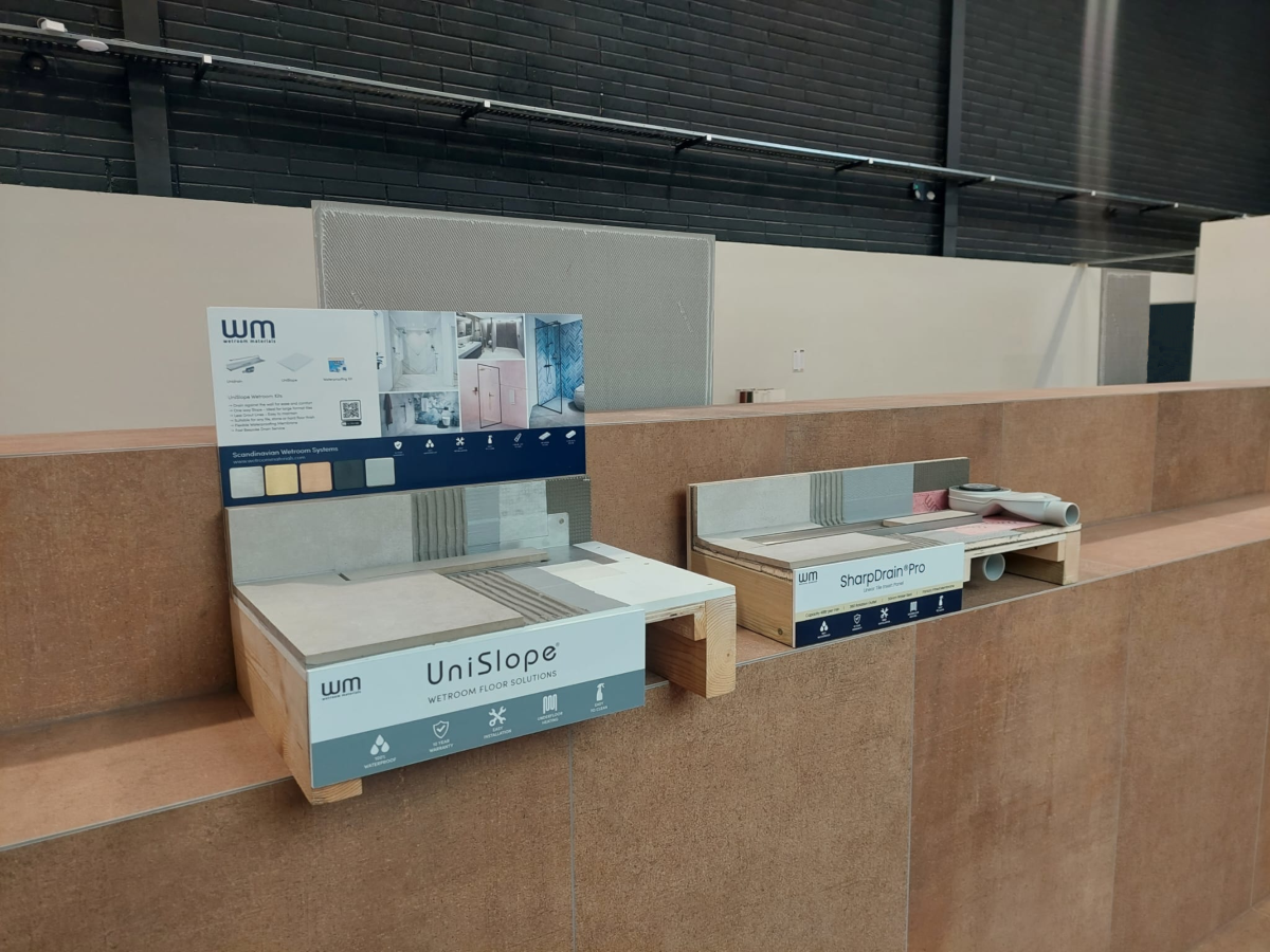 Display of WM UniSlope products in a showroom setting