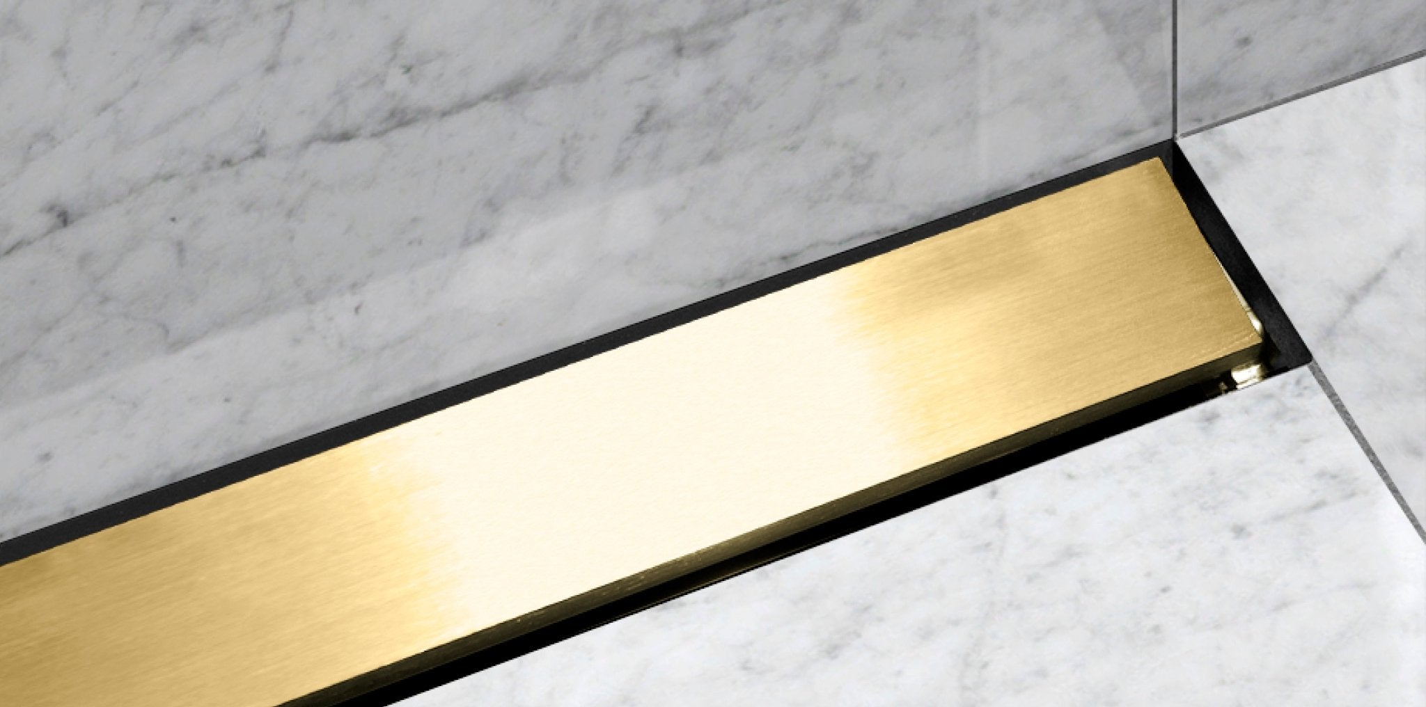 Unislope® 1K Elegance Linear Drain Wet Room Kit | Highline Panel Brass without Frame - WM | Wetroom Materials