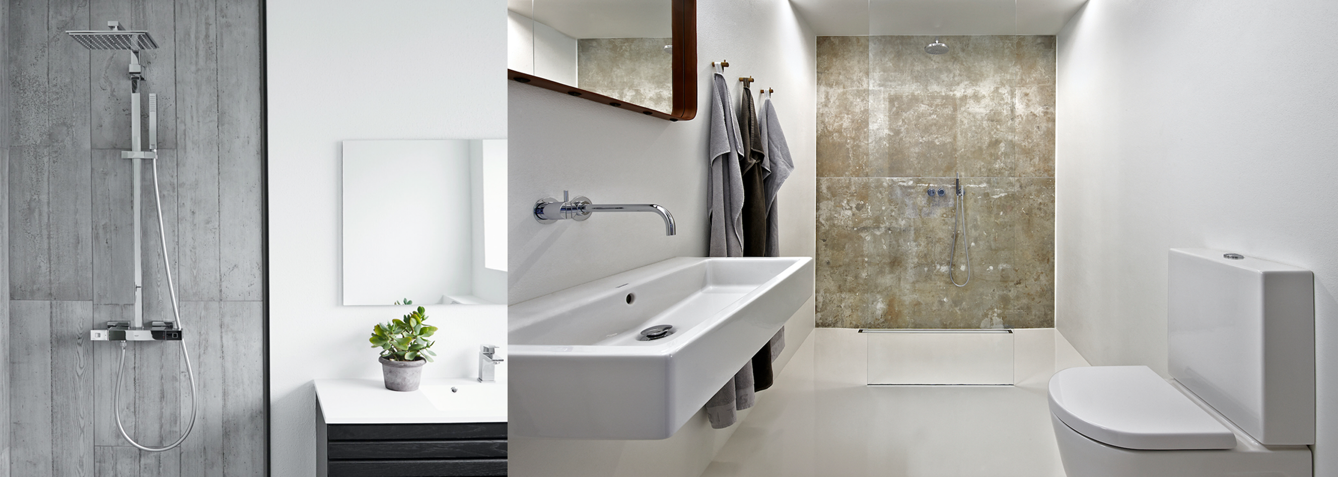 square fixtures in a wet room